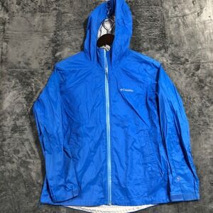 Columbia Windbreaker Jacket Womens Large Blue Hooded Full Zip RL2023 1562691